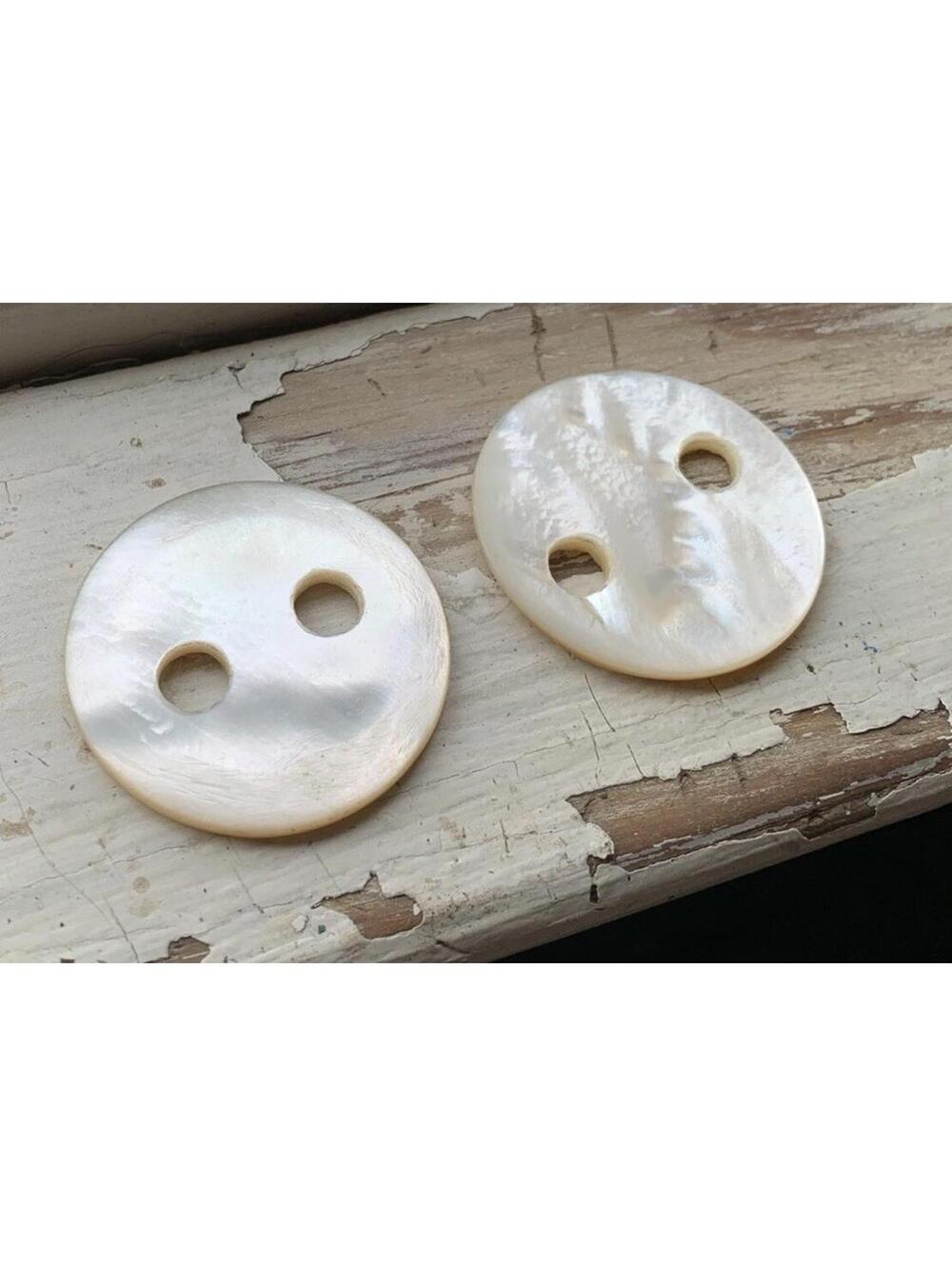 Set 2 XL 38mm (1.5”) Vintage Mother of Pearl Coat Buttons MOP Shell Large Holes